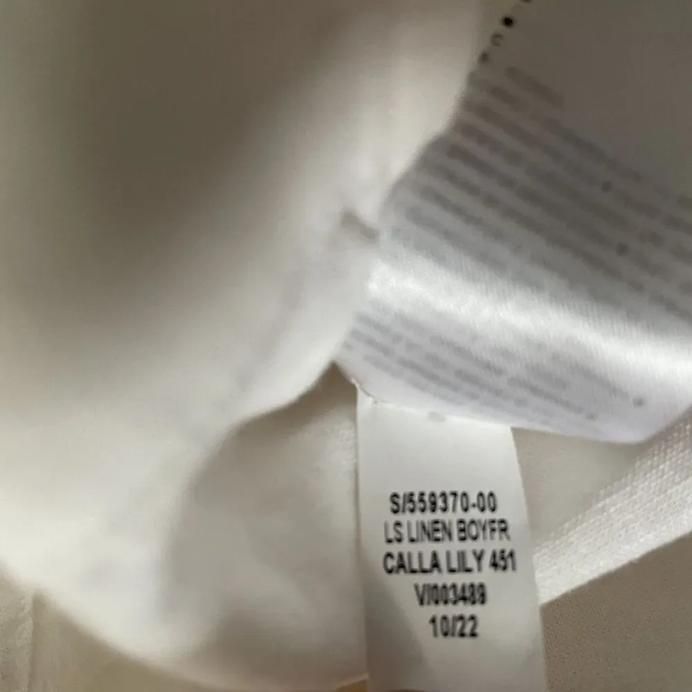 Old Navy Boyfriend Shirt Button Front Long Sleeve White Linen Blend Size M